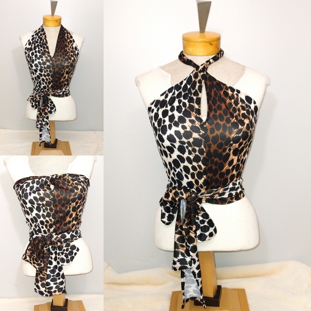Multi Wear Leopard Print Crop Top